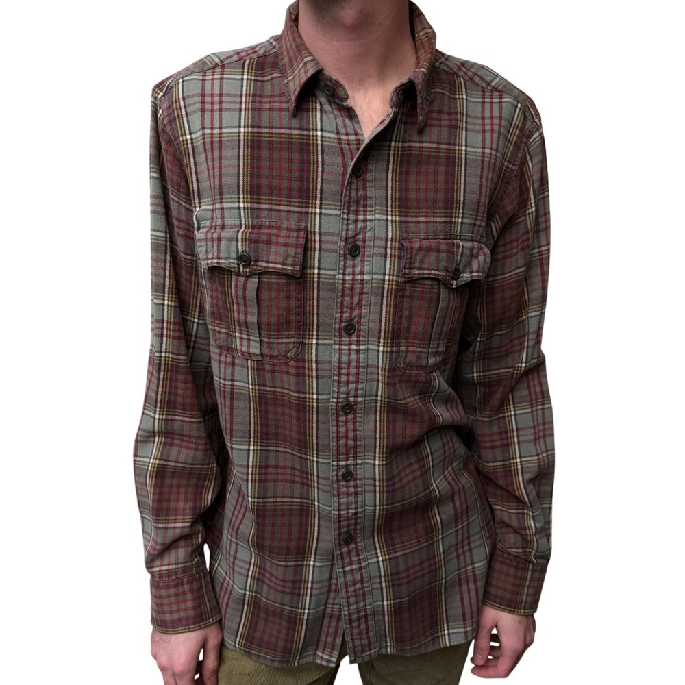 Polo Ralph Lauren Plaid Flannel Shirt Long Sleeve Button‎ Down Men's L G